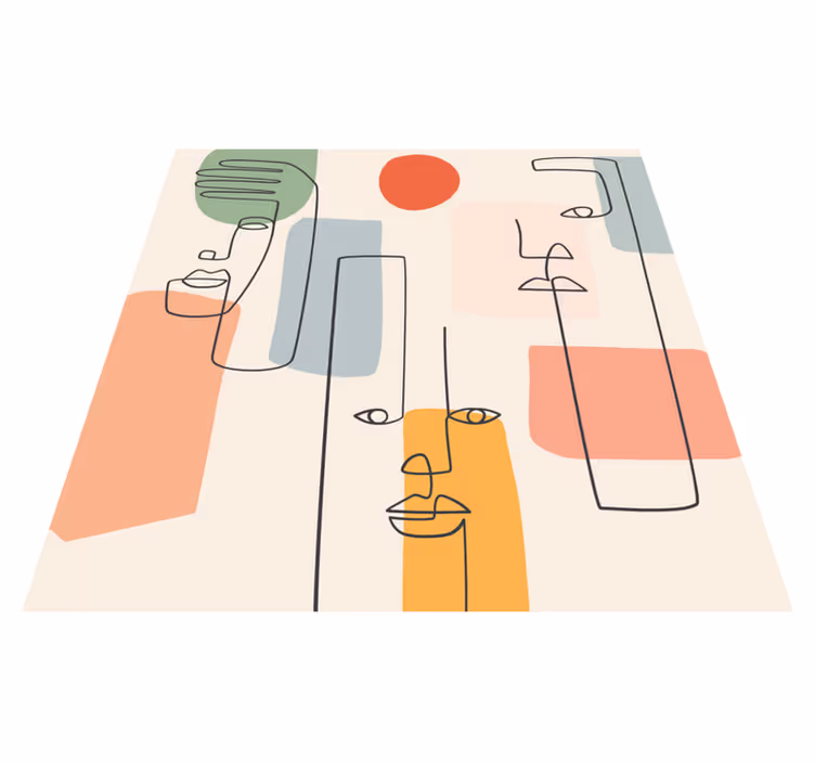 Tapete vinílico geométricas arte minimalista com rostos - TenStickers