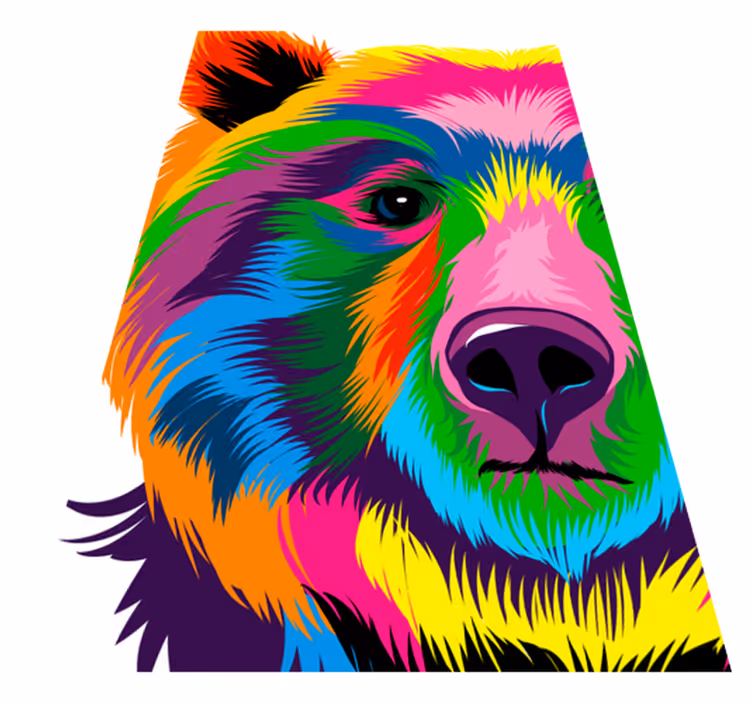 Tapete vinílico geométricas urso colorido - TenStickers
