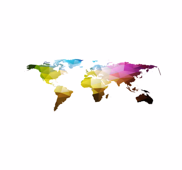 Tapete vinílico geométricas mapa mundial triangular - TenStickers