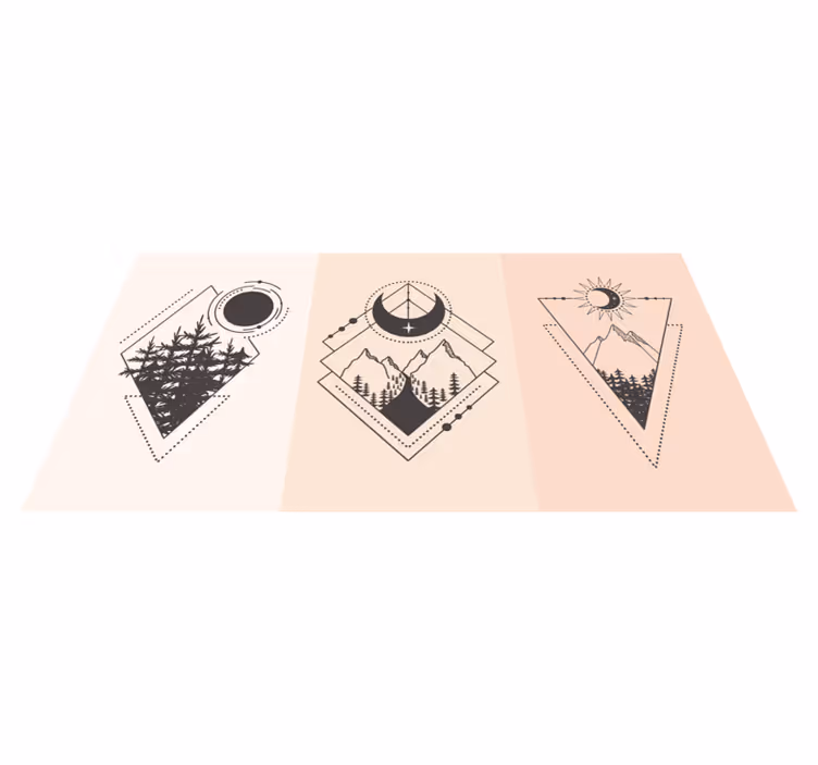 Tapete vinílico geométricas árvore e lua - TenStickers