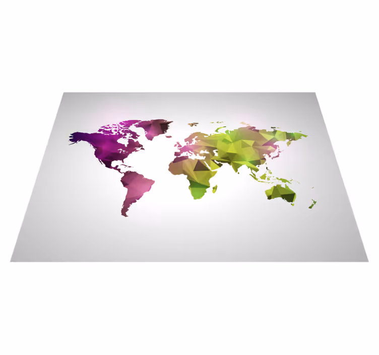 Tapete vinílico geométricas mapa mundi geométrico - TenStickers