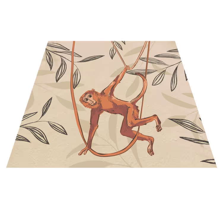 Tapete vinílico infantis macaco bebê balançando em planta - TenStickers