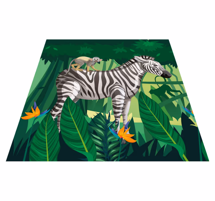 Tapete vinílico infantis girafa, zebra e macaco 4 - TenStickers