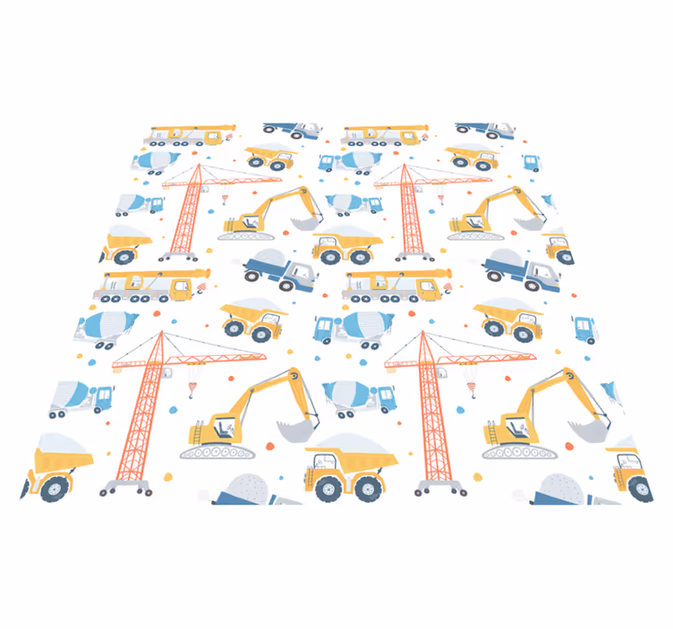 Tapete vinílico infantis veículos de construção pastel - TenStickers