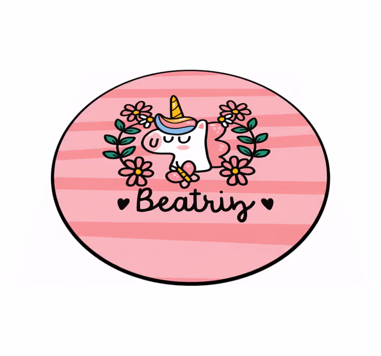 Tapete vinílico infantis unicórnio com flores fofas - TenStickers