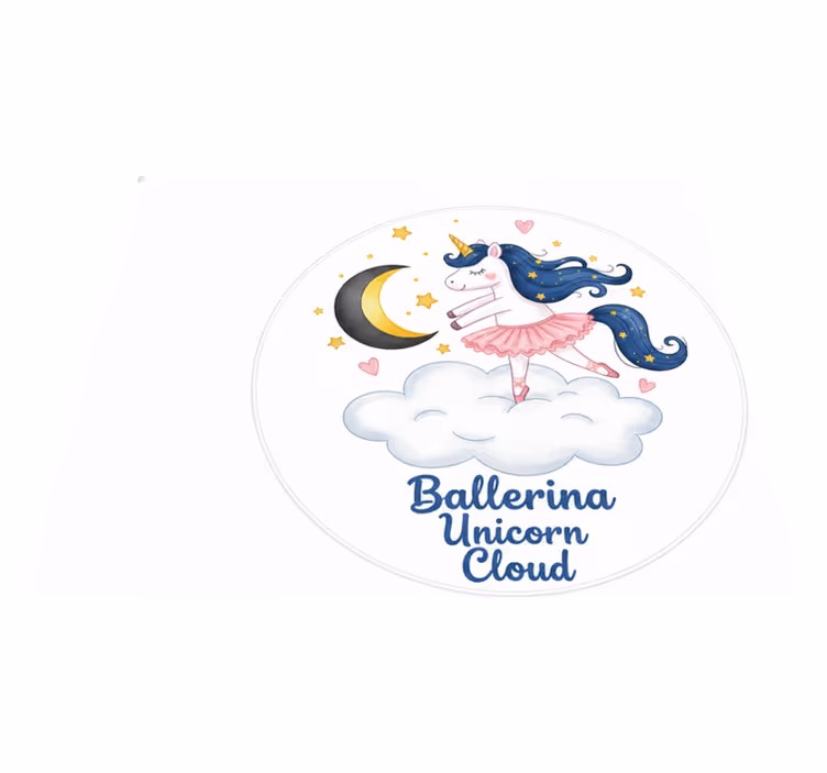 Tapete vinílico infantis unicórnio bailarina nas nuvens - TenStickers