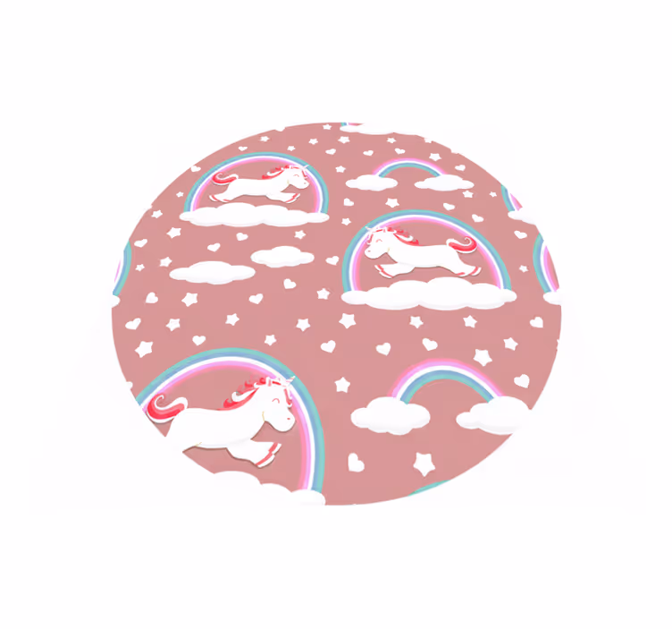 Tapete vinílico infantis padrão de unicórnios e arcos-íris - TenStickers