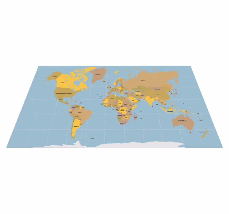 Tapete vinílico de mapa mundial azul e bege - TenStickers