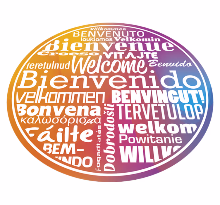 Tapete vinílico hall de entrada bem-vindo idiomas - TenStickers
