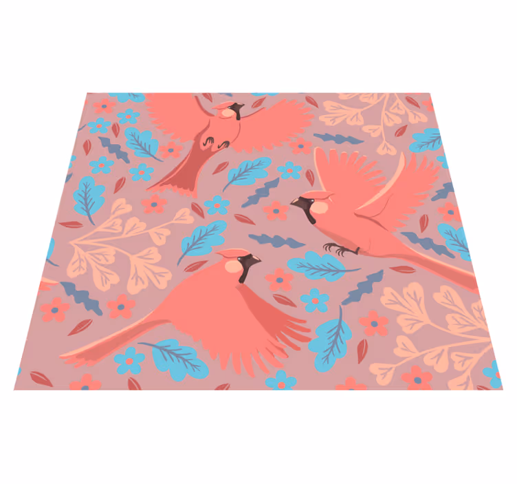 Tapete vinílico sala de estar fundo blush com pássaros - TenStickers
