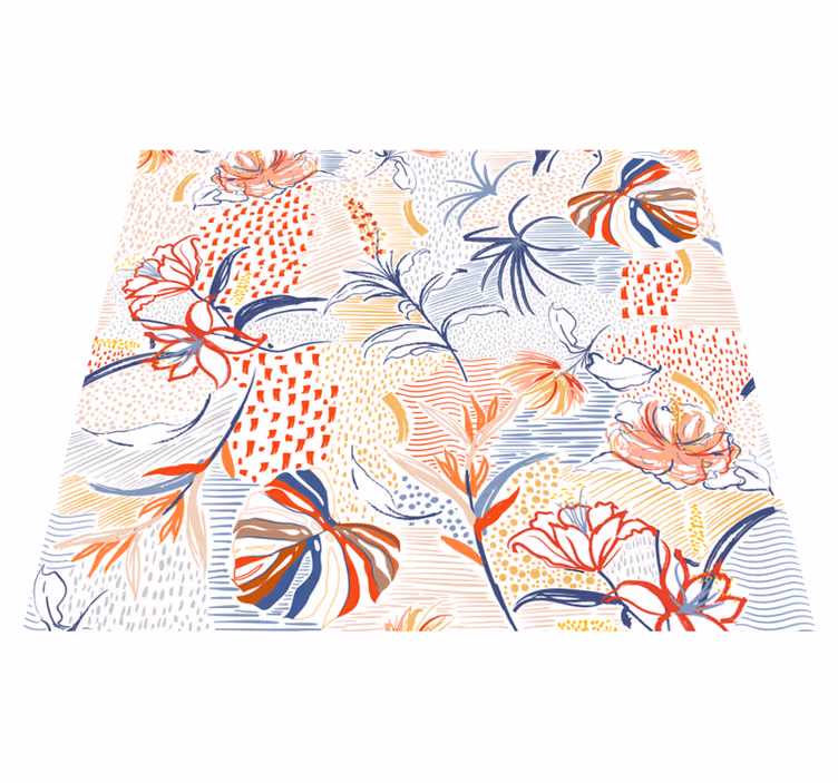 Tapete vinílico sala de estar padrão ornamental e floral - TenStickers