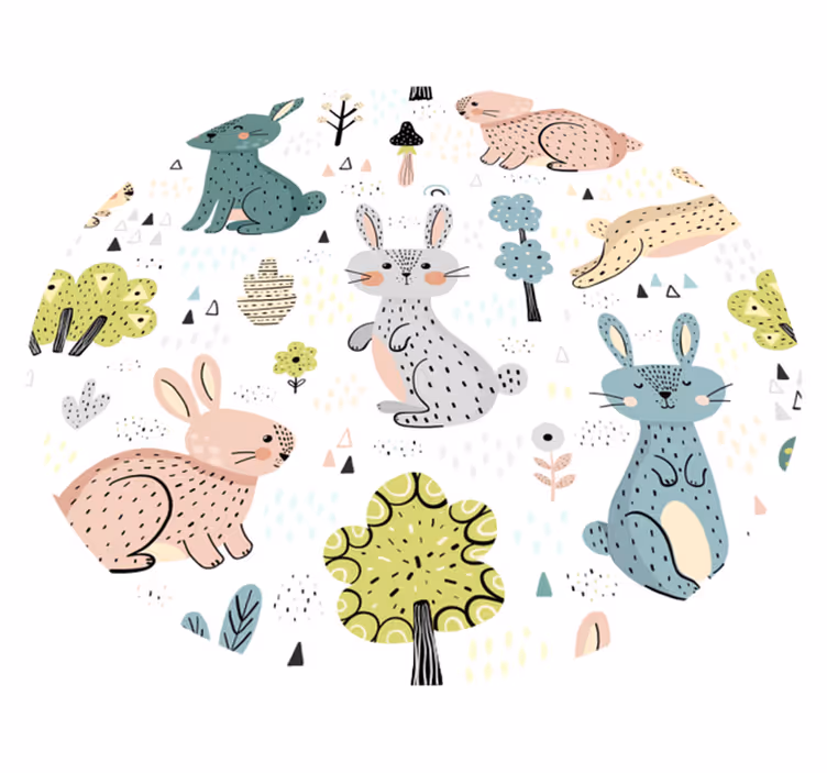 Tapete de vinil infantil com coelhinhos - TenStickers