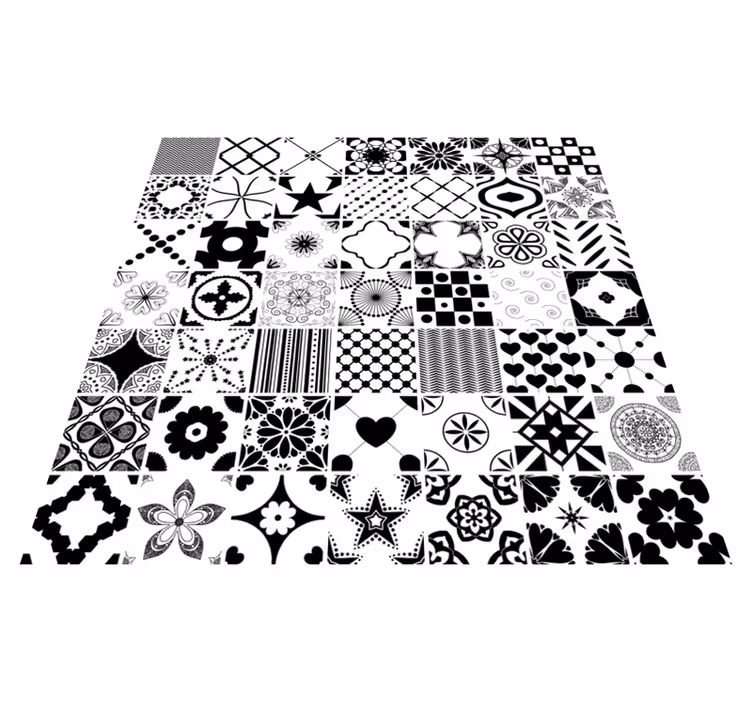 Tapete de vinil de azulejos preto e branco - TenStickers