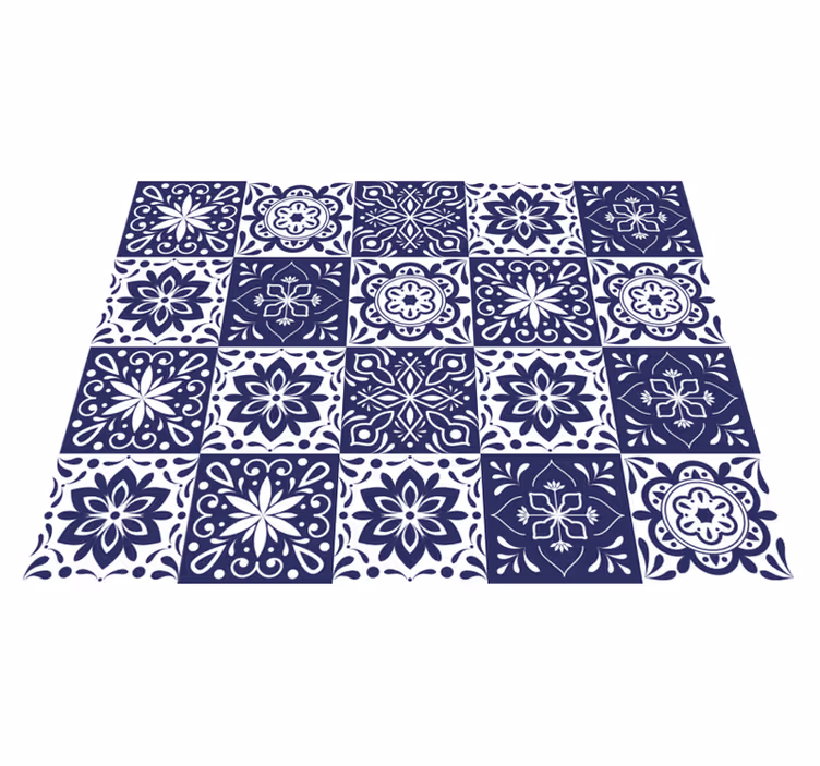 Impressionante tapete de vinil azulejos florais - TenStickers