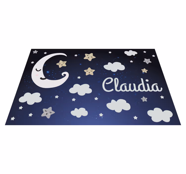 Tapete de vinil para quarto de bebé noite com nome - TenStickers