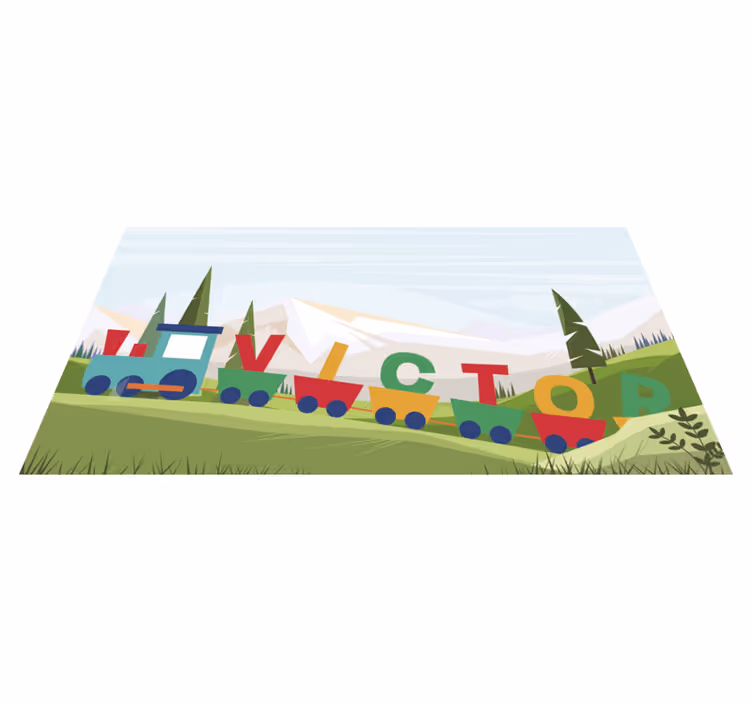 Tapete de vinil para bebés comboio com nome - TenStickers