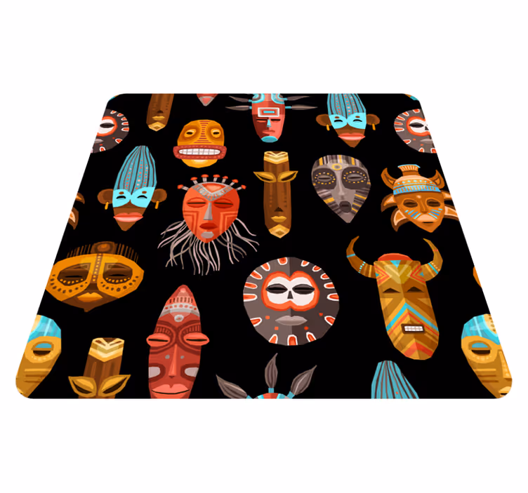 Tapete vinílico sala de estar com estampa de máscara tribal - TenStickers