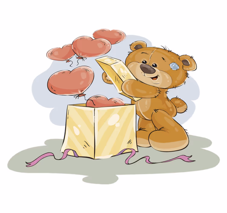 Tapete de vinil para crianças urso apaixonado - TenStickers