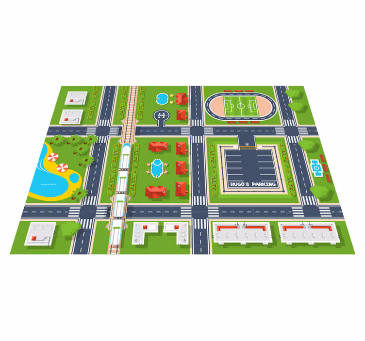 Maravilhoso tapete de vinil infantil parque para estacionamento - TenStickers