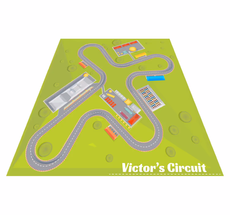 Tapete de vinil infantil pista de corridas personalizável - TenStickers