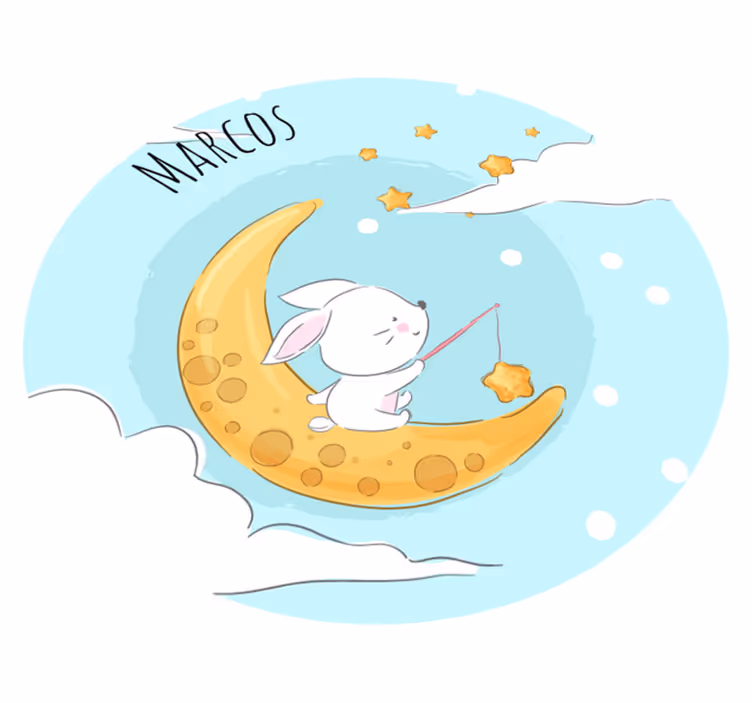 Tapete de vinil personalizável com lua e estrelas - TenStickers