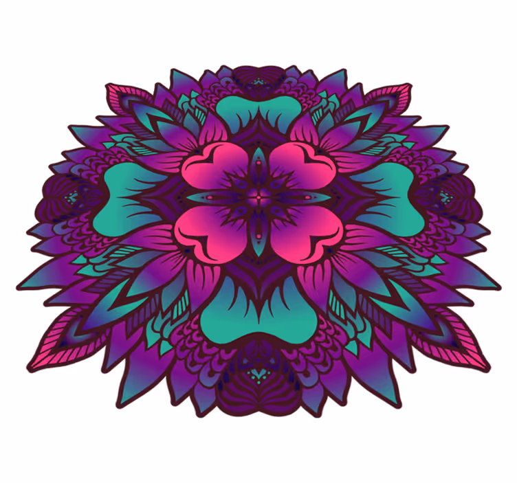 Tapete de vinil Mandala floral lilás e roxo - TenStickers