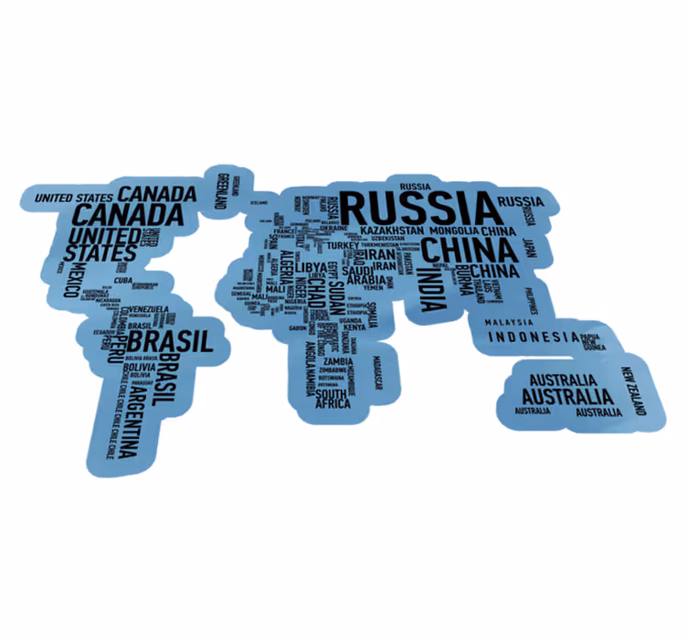 Deslumbrante tapete de vinil de mapa do mundo com nomes de países - TenStickers