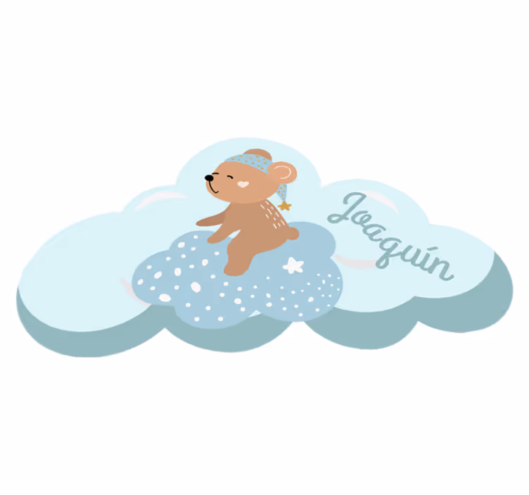 Tapete vinílico com nome motivo de urso de nuvem - TenStickers