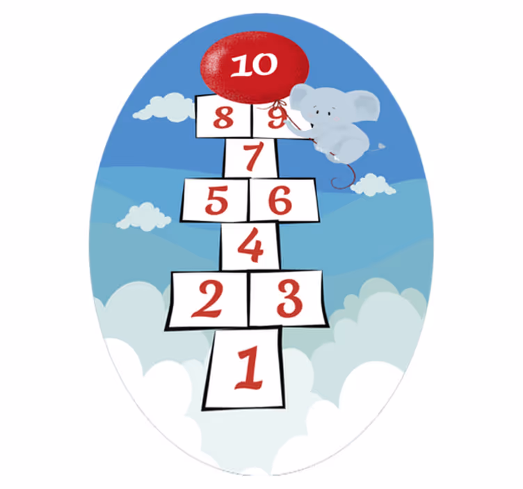 Tapete de vinil infantil oval jogo da macaca - TenStickers