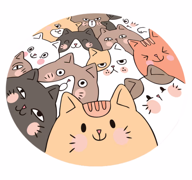 Tapete de vinil redondo infantil Gatinhos - TenStickers