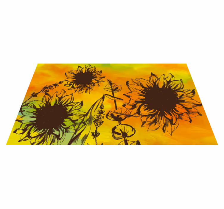 Tapete vinílico flores e plantas desenho de girassol - TenStickers