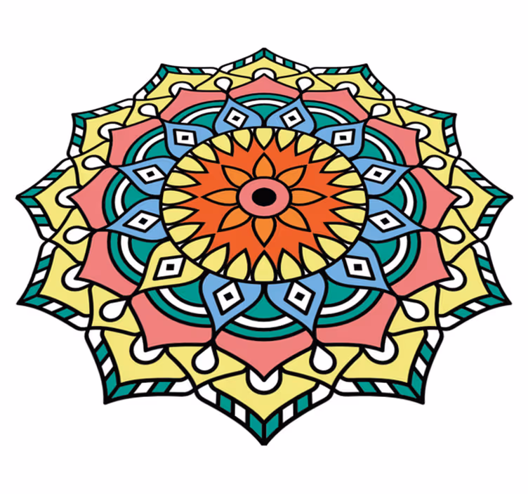 Tapete de vinil em forma de flor de mandala colorida - TenStickers