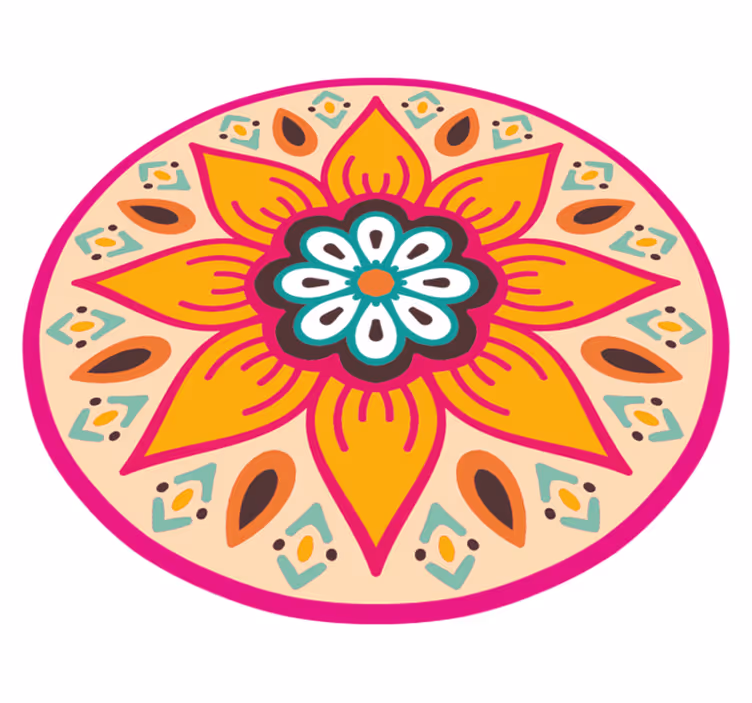 Lindo tapete de vinil redondo de flor de mandala - TenStickers