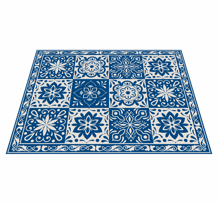 Tapete de vinil de cozinha Azulejos azuis florais - TenStickers