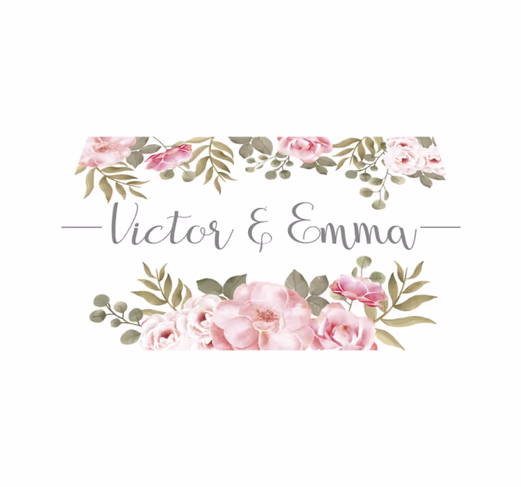 Tapete vinílico com nome floral personalizado - TenStickers