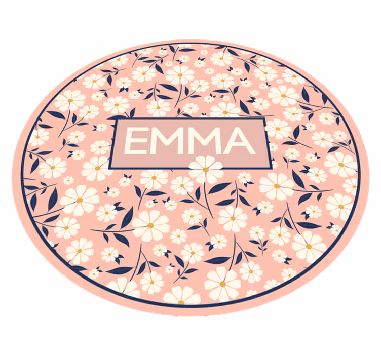 Tapete de vinil floral personalizado com nome - TenStickers