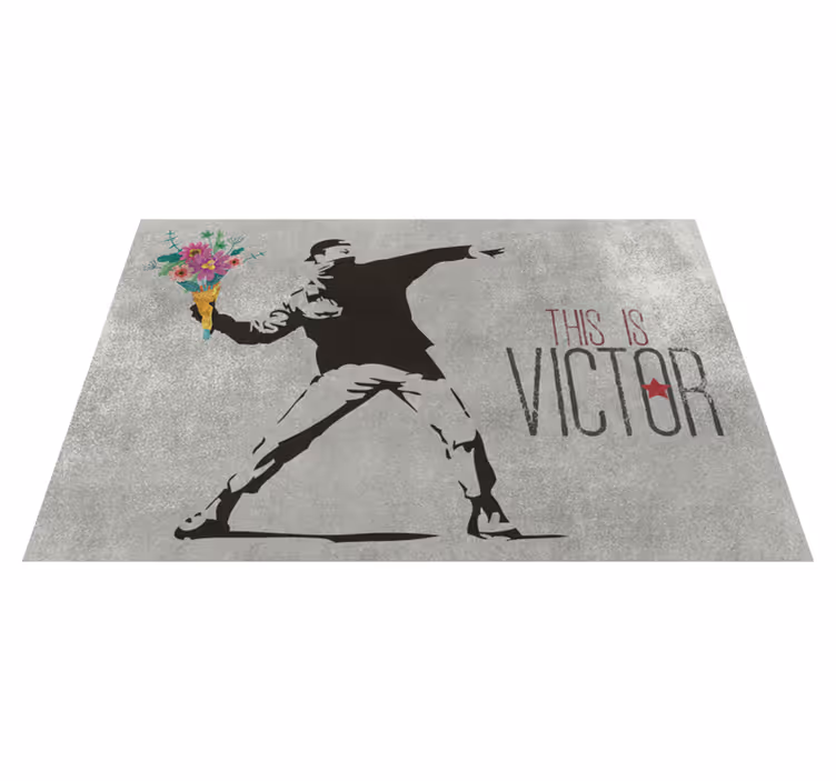 Tapete de vinil bansky com buquê de flores com nome - TenStickers