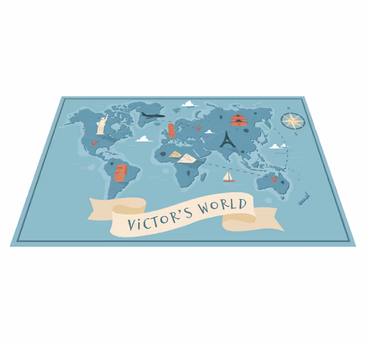Tapete de vinil mapa mundo com nome - TenStickers