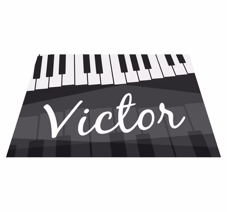 Tapete vinílico com nome teclado de piano personalizável - TenStickers