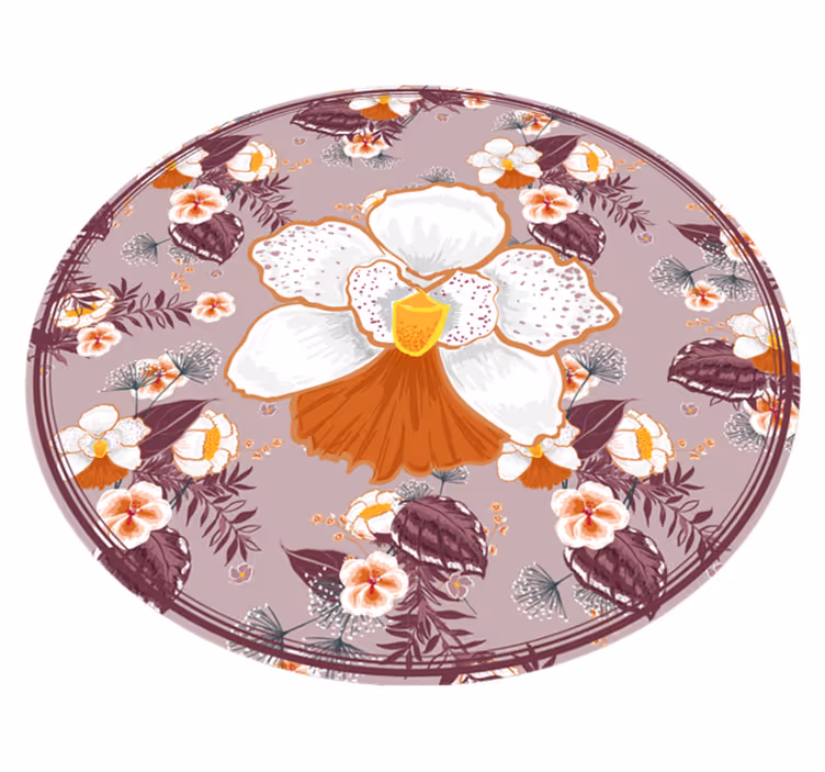 Tapete de vinil floral redondo jardim pintado - TenStickers