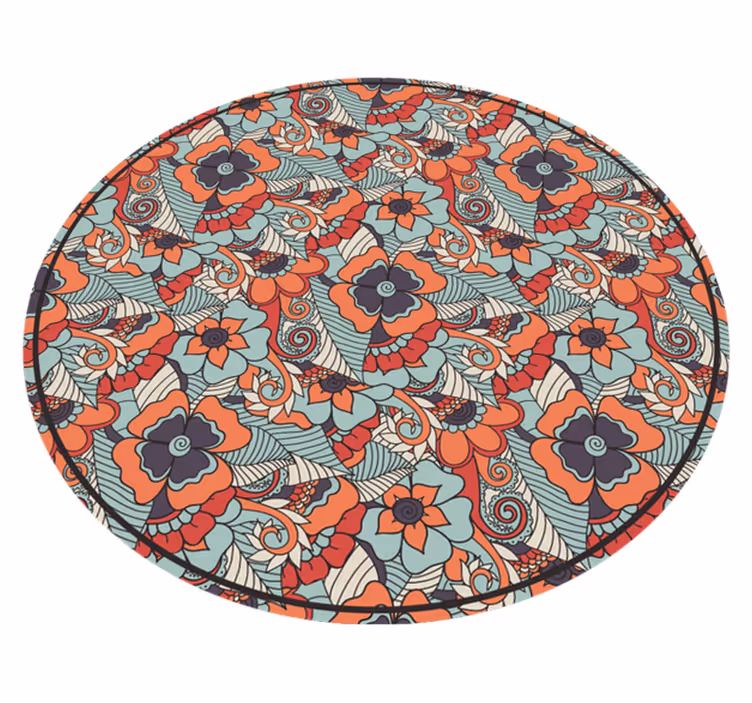 Tapete de vinil redondo paisley floral - TenStickers