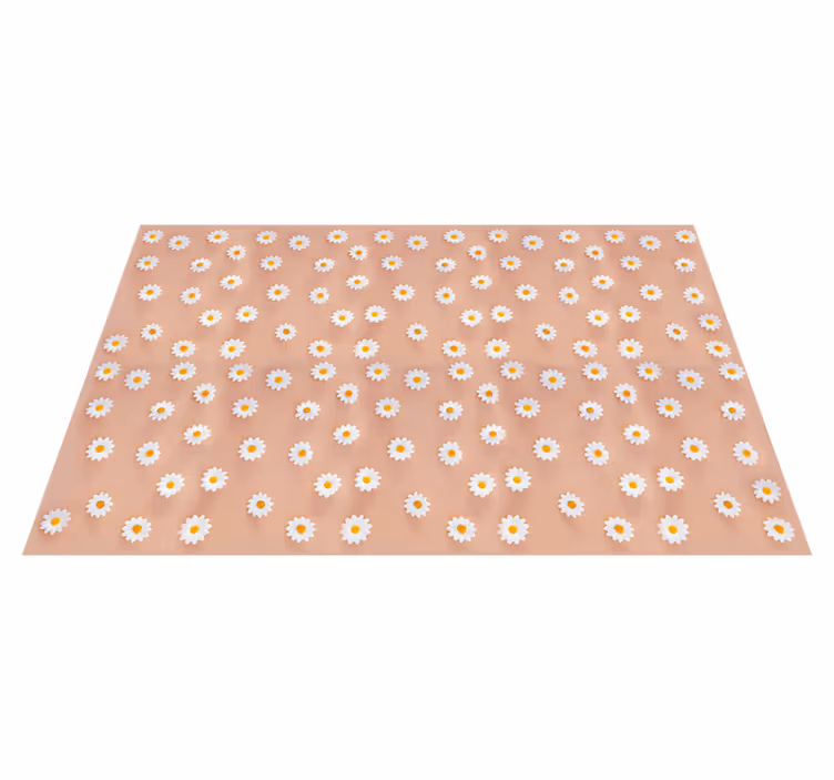 Tapete de vinil moderno Margaridas em fundo rosa - TenStickers