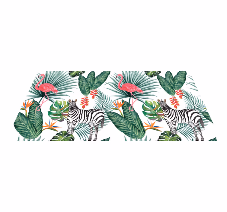 Tapete de vinil de animais Flamingo e zebra - TenStickers