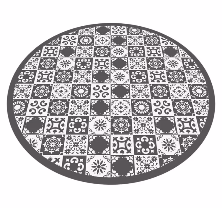 Tapete de vinil de azulejos cinza e branco - TenStickers