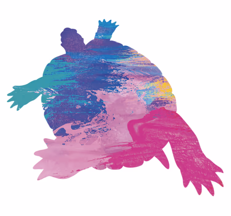 Tapete vinílico de animais silhueta de tartaruga colorida - TenStickers