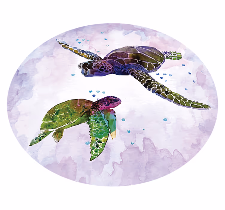 Tapete vinílico de animais dupla de tartarugas marinhas - TenStickers