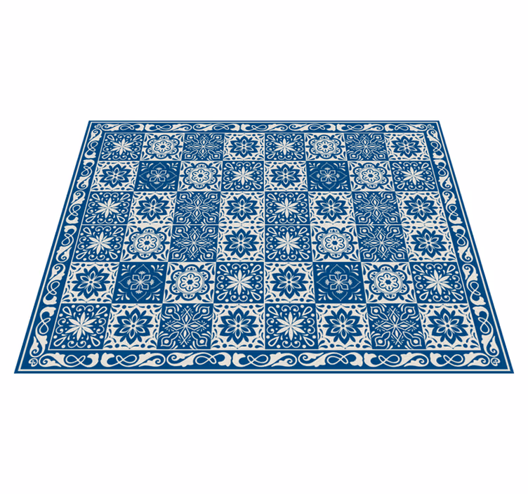 Azulejos azuis padrão reduzido tapete de vinil - TenStickers