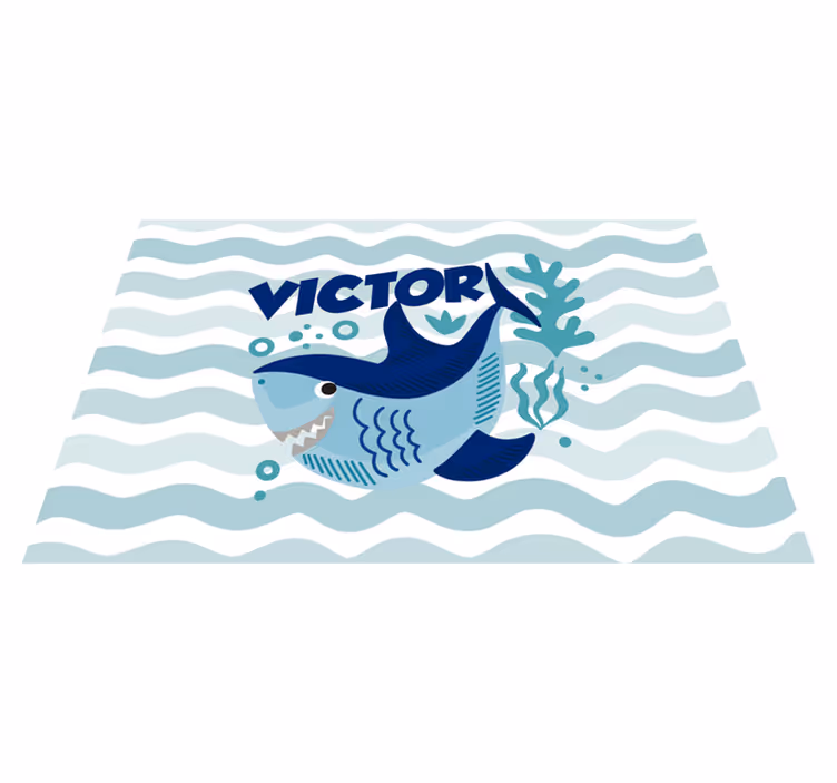 Tapete vinílico com nome ilustração personalizada de tubarão - TenStickers