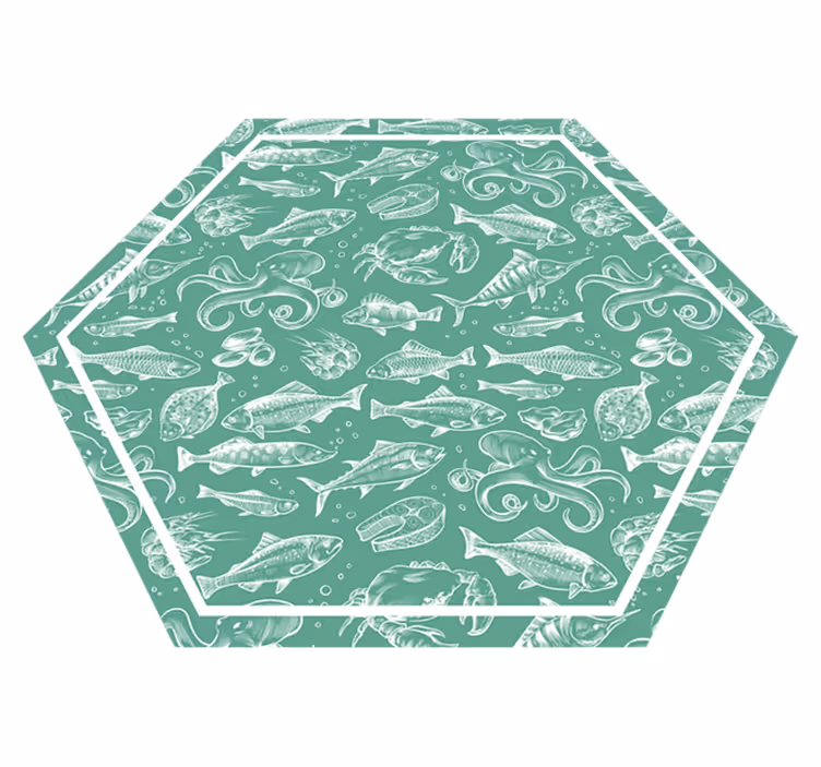 Esboço peixe mão desenhar animal tapete de vinil - TenStickers