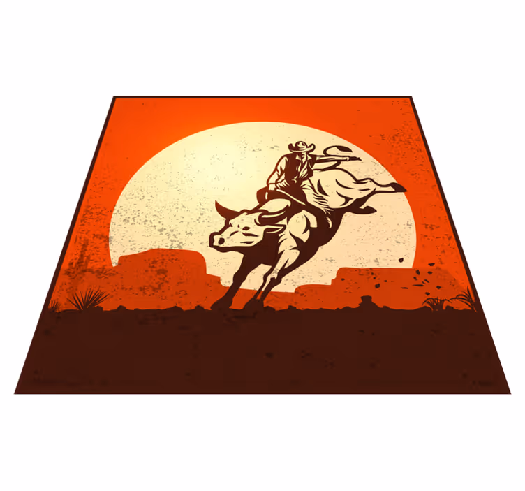 Tapete em vinil infantil silhueta de touro cowboy - TenStickers